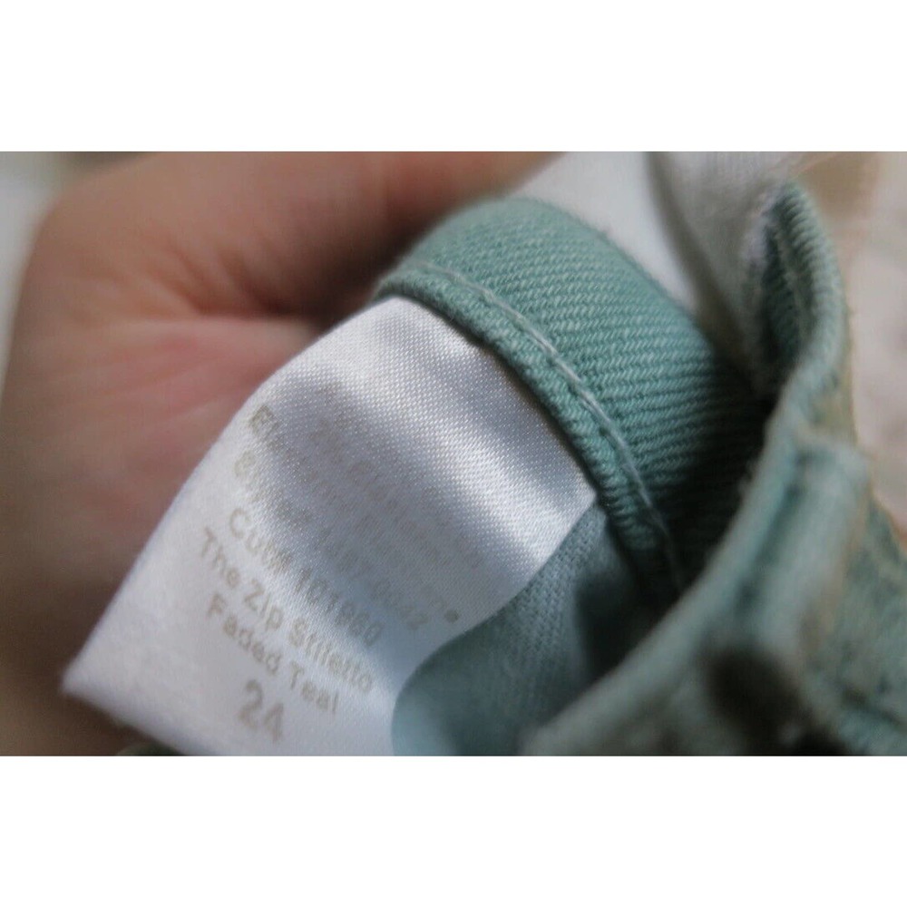 Current/Elliott The Zip Stiletto Faded Teal Cotton Stretch Skinny Jeans - Picture 8 of 8